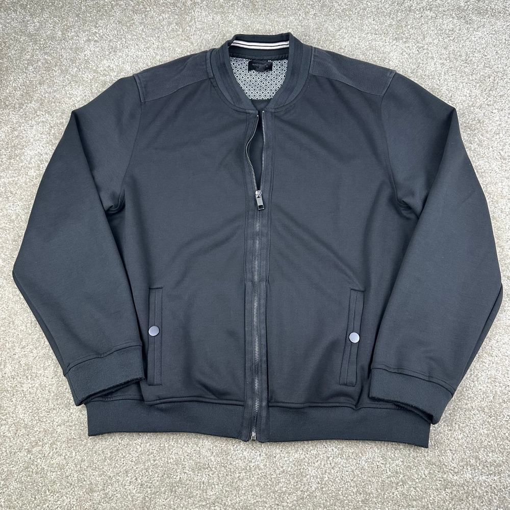 Magaschoni Man Bomber Jacket XL Black Poly Viscose Blend Full Zip Athleisure
